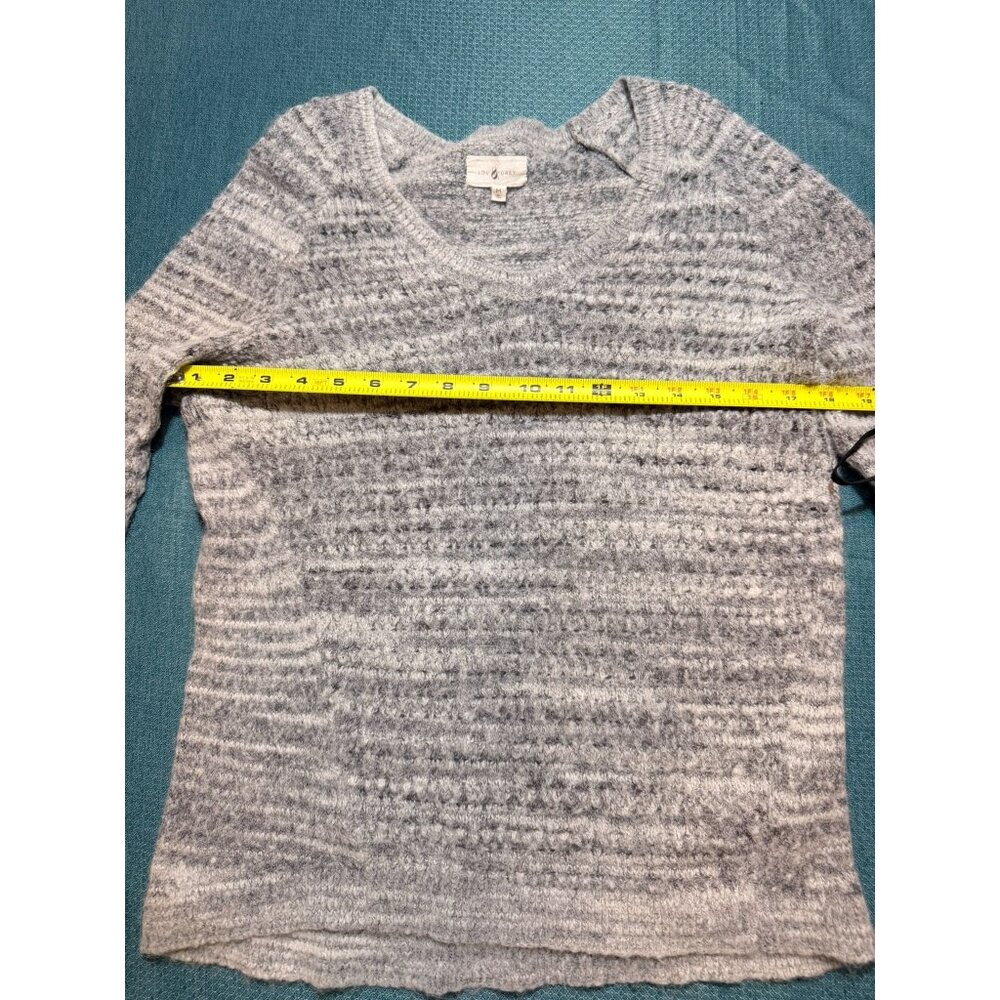 Lou & Grey Women’s Gray Striped Knit Sweater M Acrylic/Alpaca Blend